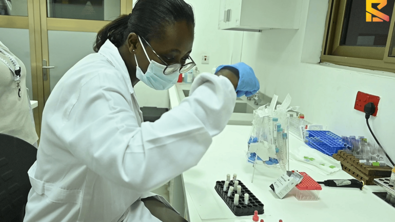 Senam, a research assistant working in the lab