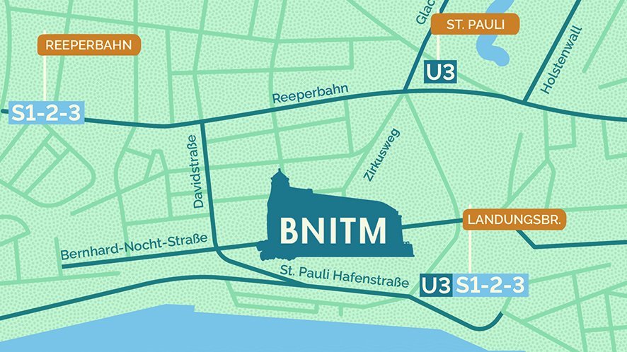 Das Bild zeigt die  Anfahrtskizze zu BNITM.