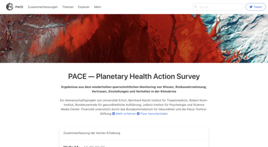 Screenshot of the PACE Website: https://projekte.uni-erfurt.de/pace/