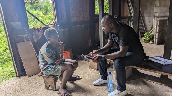 Two people in conversation