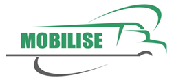 Logo Mobilise Logo Mobilise: zu sehen ist ein schemenhaft aus grünen und schwarzen Strichen gezeichneter Laster, mit der grünen Inschrift Mobilise.